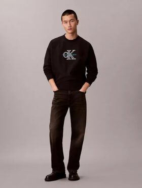 Premium-Frottee-Sweatshirt „Monologo“ in lockerer Passform