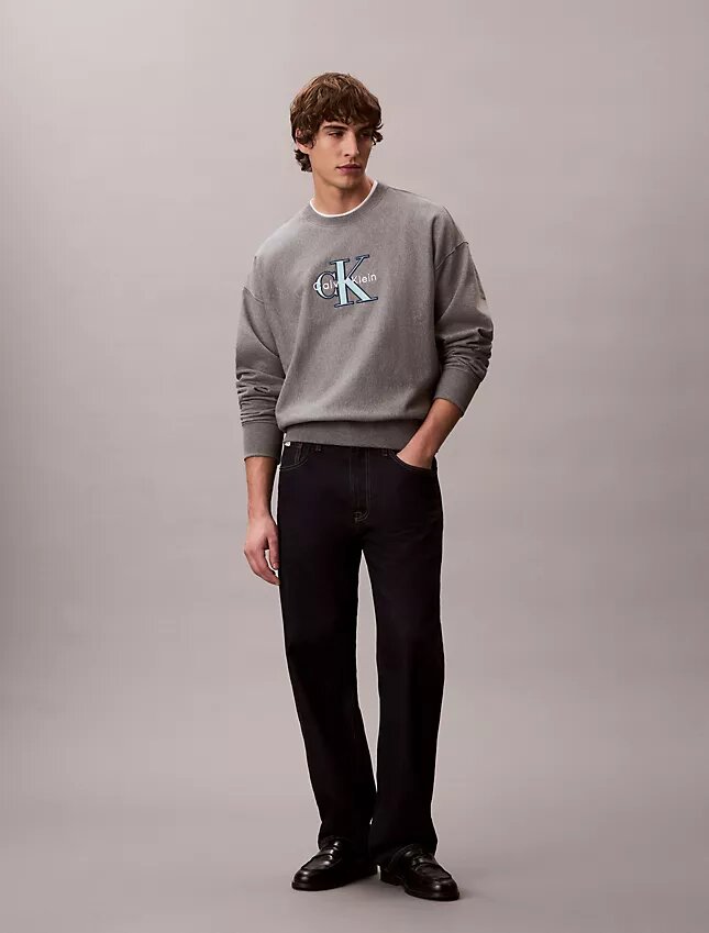 Premium-Frottee-Sweatshirt „Monologo“ in lockerer Passform Premium-Frottee-Sweatshirt „Monologo“ in lockerer Passform