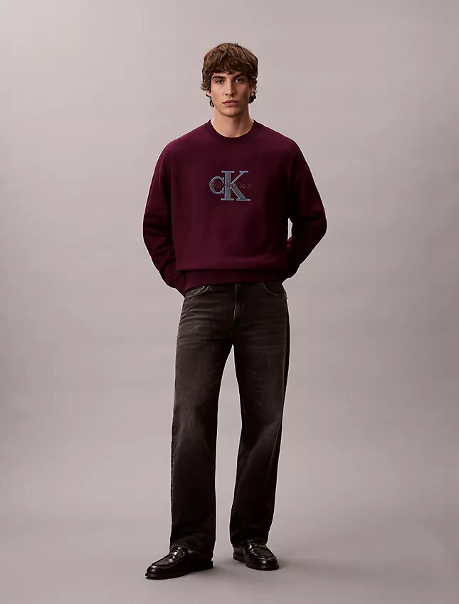 Premium-Frottee-Sweatshirt „Monologo“ in lockerer Passform Premium-Frottee-Sweatshirt „Monologo“ in lockerer Passform