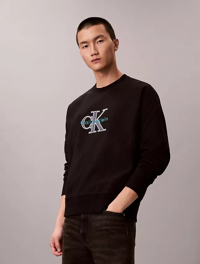 Premium-Frottee-Sweatshirt „Monologo“ in lockerer Passform Premium-Frottee-Sweatshirt „Monologo“ in lockerer Passform