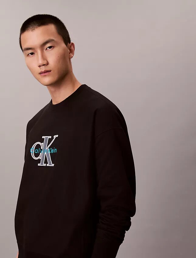 Premium-Frottee-Sweatshirt „Monologo“ in lockerer Passform Premium-Frottee-Sweatshirt „Monologo“ in lockerer Passform