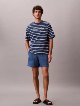 Pull-On-Shorts aus Denim-Leinen-Mischung