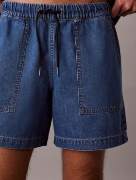Pull-On-Shorts aus Denim-Leinen-Mischung