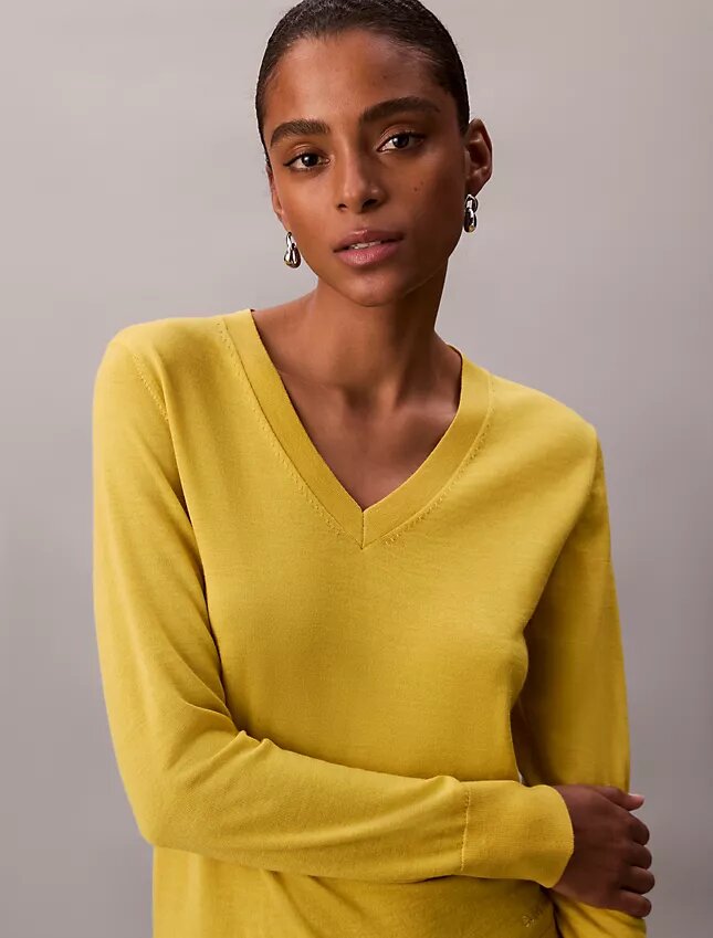Pullover aus Merinowolle mit V-Ausschnitt Pullover aus Merinowolle mit V-Ausschnitt