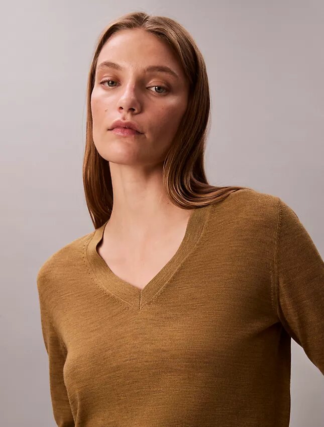 Pullover aus Merinowolle mit V-Ausschnitt Pullover aus Merinowolle mit V-Ausschnitt