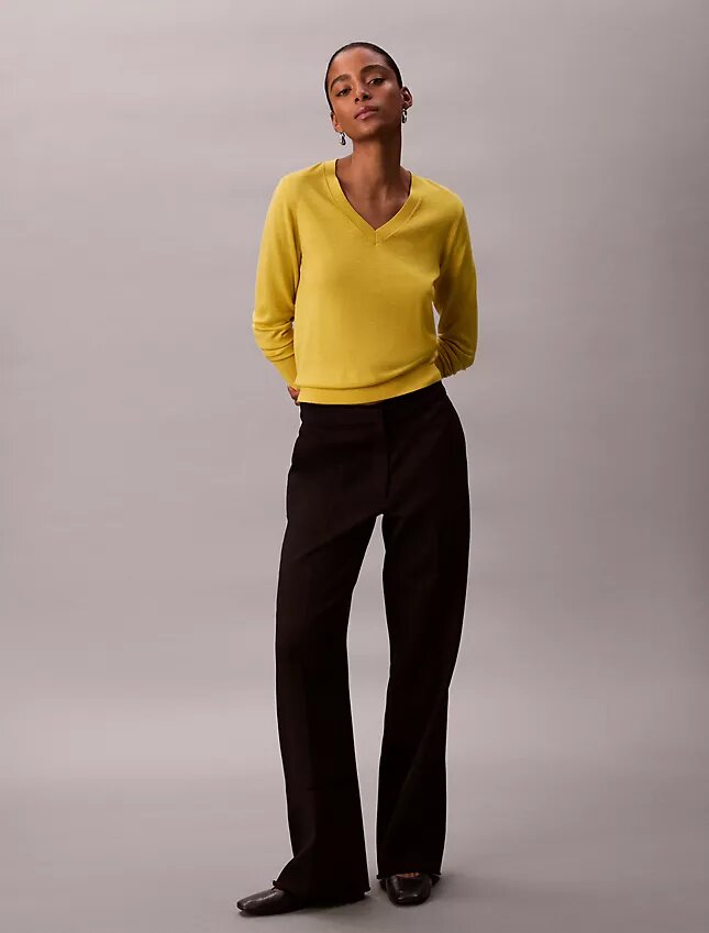 Pullover aus Merinowolle mit V-Ausschnitt Pullover aus Merinowolle mit V-Ausschnitt
