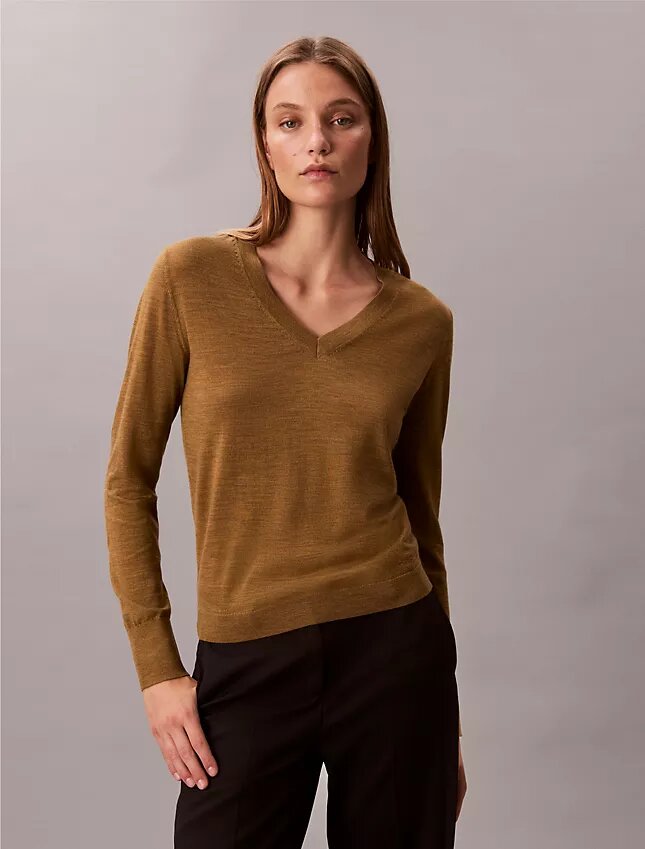 Pullover aus Merinowolle mit V-Ausschnitt Pullover aus Merinowolle mit V-Ausschnitt