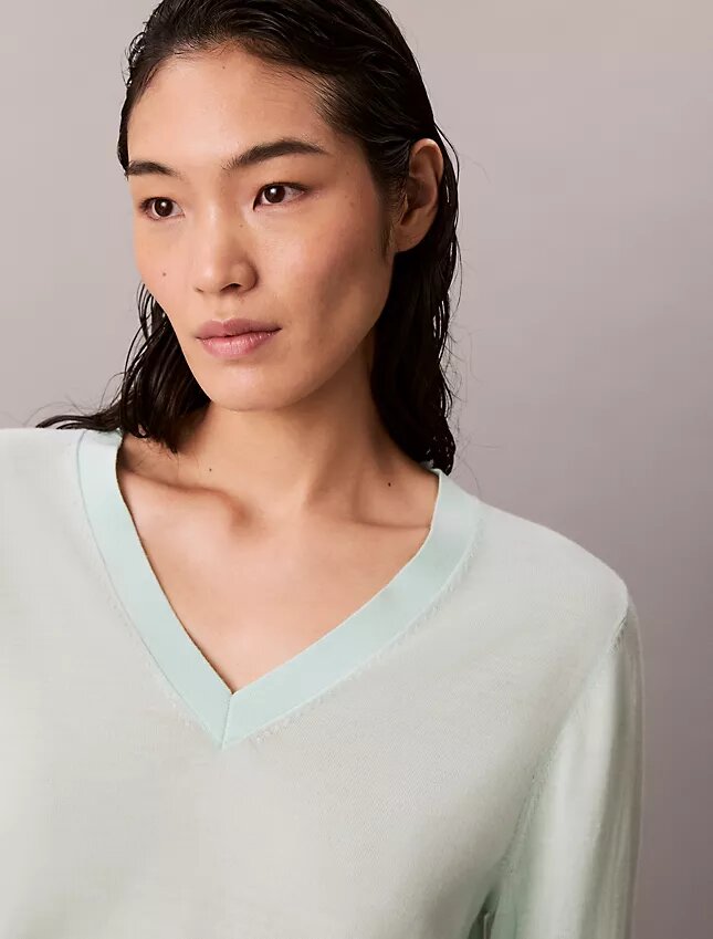 Pullover aus Merinowolle mit V-Ausschnitt Pullover aus Merinowolle mit V-Ausschnitt