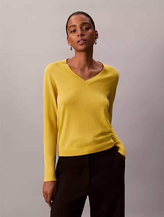 Pullover aus Merinowolle mit V-Ausschnitt Pullover aus Merinowolle mit V-Ausschnitt