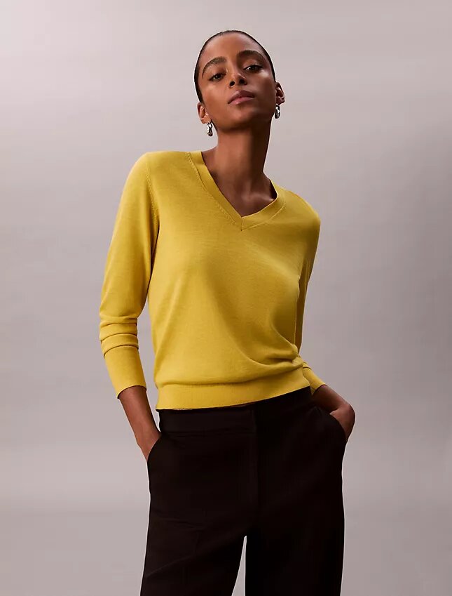 Pullover aus Merinowolle mit V-Ausschnitt Pullover aus Merinowolle mit V-Ausschnitt