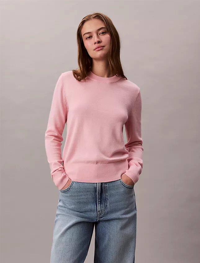 Pullover mit Rundhalsausschnitt aus extrafeiner Merinomischung Pullover mit Rundhalsausschnitt aus extrafeiner Merinomischung