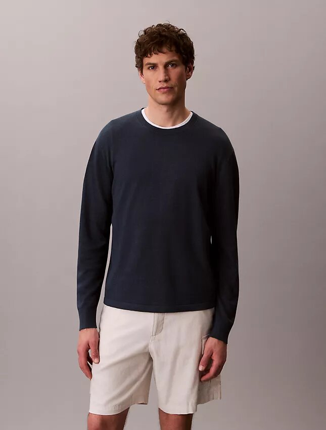 Pullover mit Rundhalsausschnitt aus Leinenmischung Pullover mit Rundhalsausschnitt aus Leinenmischung