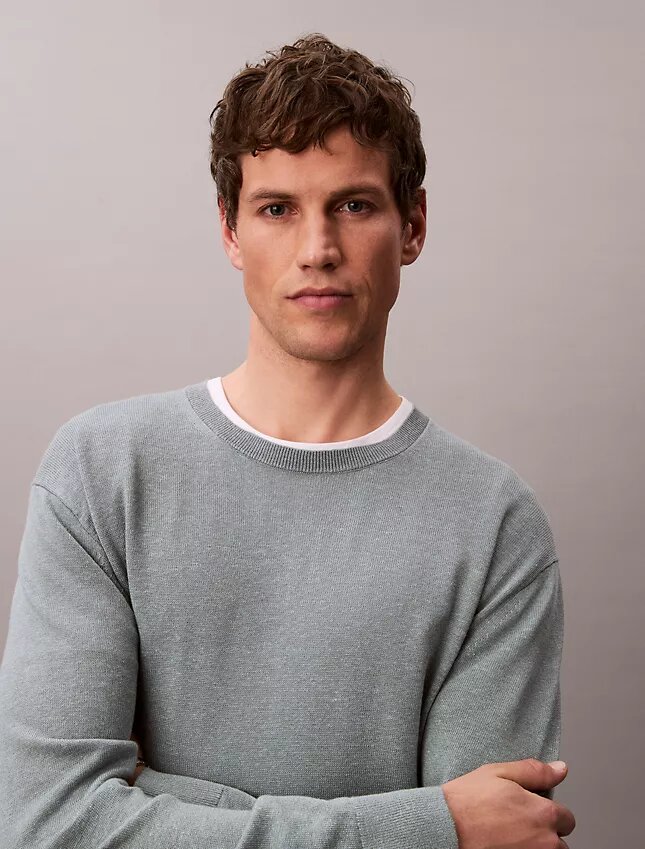 Pullover mit Rundhalsausschnitt aus Leinenmischung Pullover mit Rundhalsausschnitt aus Leinenmischung