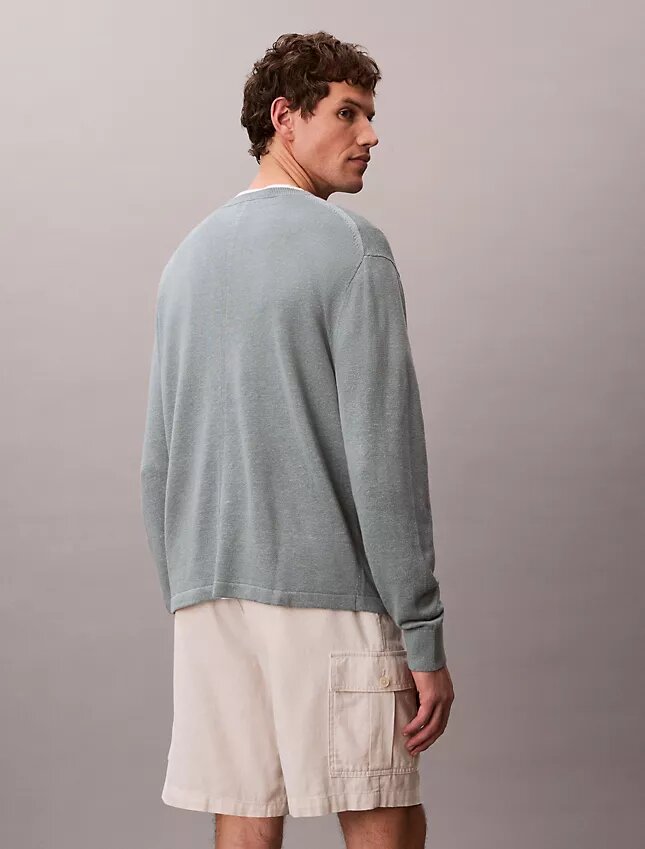 Pullover mit Rundhalsausschnitt aus Leinenmischung Pullover mit Rundhalsausschnitt aus Leinenmischung