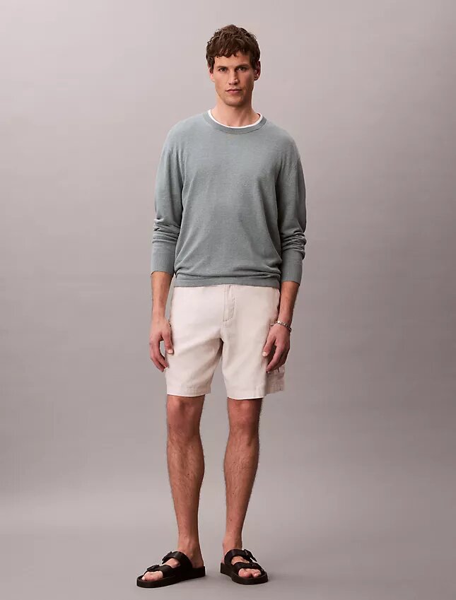 Pullover mit Rundhalsausschnitt aus Leinenmischung Pullover mit Rundhalsausschnitt aus Leinenmischung