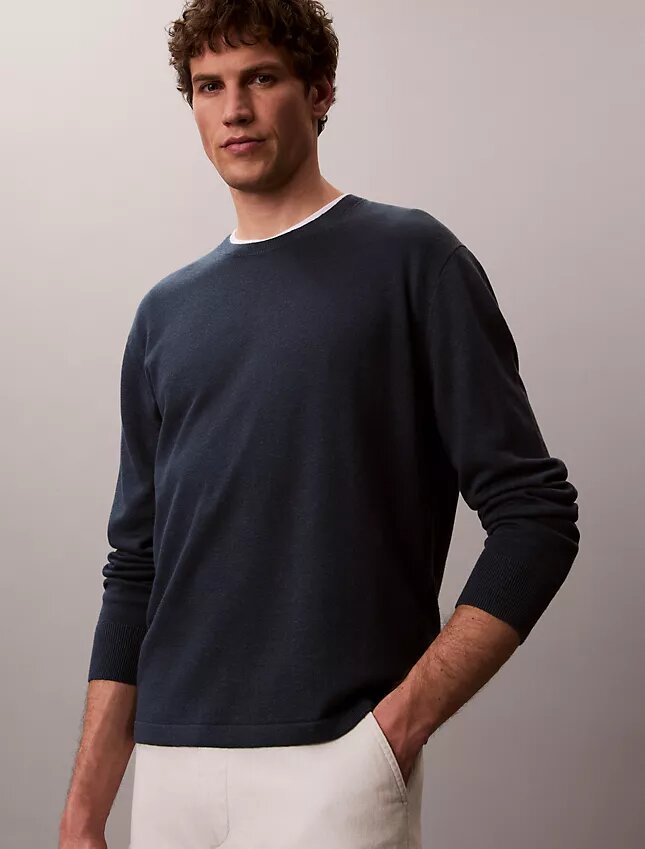 Pullover mit Rundhalsausschnitt aus Leinenmischung Pullover mit Rundhalsausschnitt aus Leinenmischung