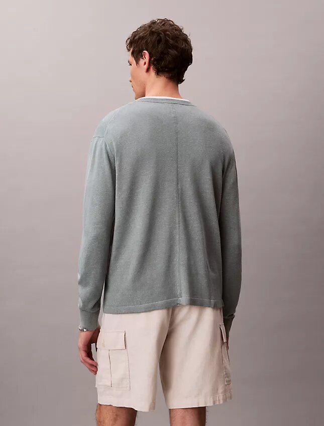 Pullover mit Rundhalsausschnitt aus Leinenmischung Pullover mit Rundhalsausschnitt aus Leinenmischung