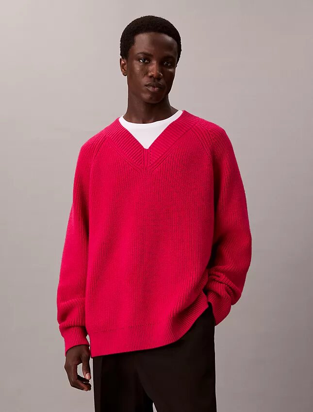 Pullover mit V-Ausschnitt aus Merinowollmischung Pullover mit V-Ausschnitt aus Merinowollmischung