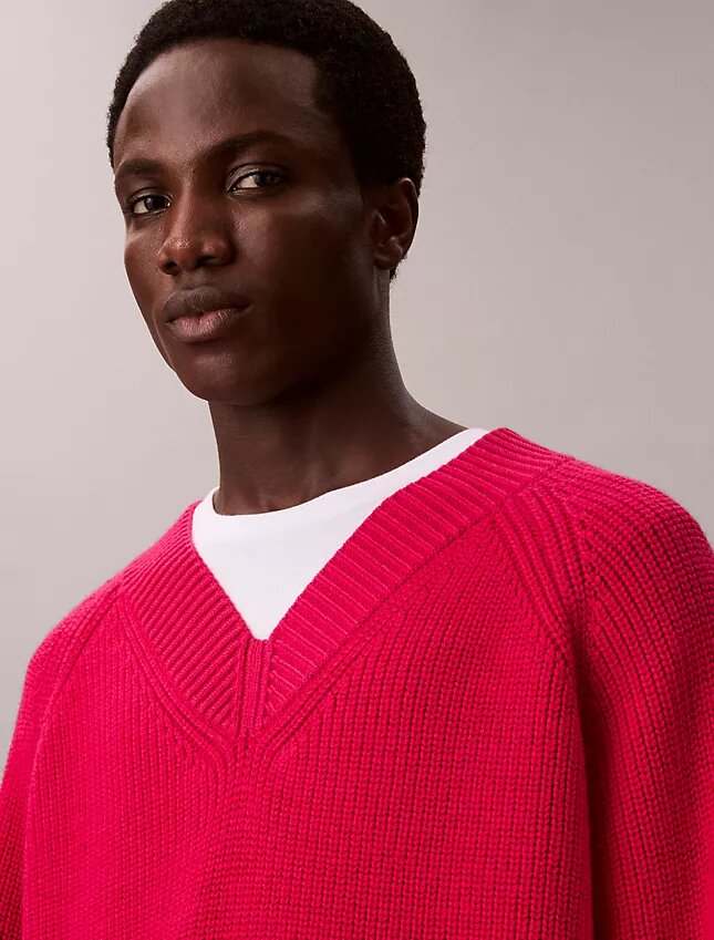Pullover mit V-Ausschnitt aus Merinowollmischung Pullover mit V-Ausschnitt aus Merinowollmischung