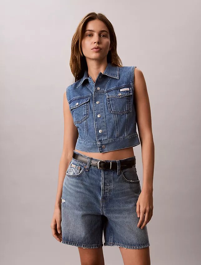 Ärmellose Denim-Weste Ärmellose Denim-Weste