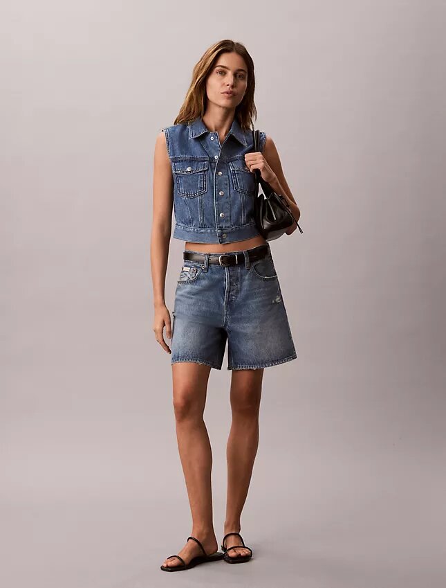 Ärmellose Denim-Weste Ärmellose Denim-Weste