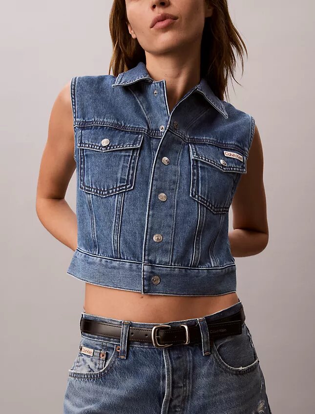 Ärmellose Denim-Weste Ärmellose Denim-Weste