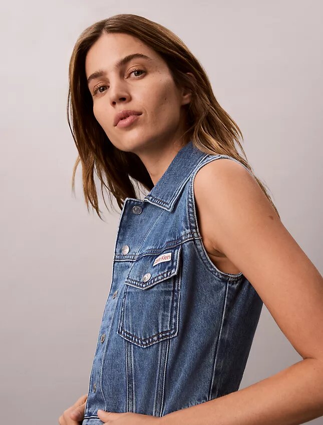 Ärmellose Denim-Weste Ärmellose Denim-Weste