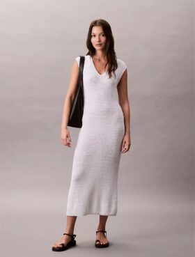 Ärmelloses Midi-Strickkleid