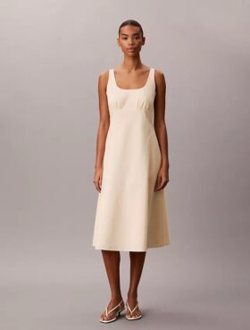 Ärmelloses Midikleid aus Baumwollpopeline