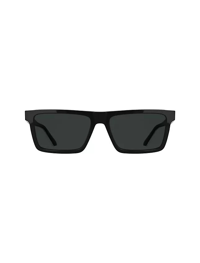 Schlanke Sonnenbrille aus Acetat in modifiziertem Rechteckformat Schlanke Sonnenbrille aus Acetat in modifiziertem Rechteckformat