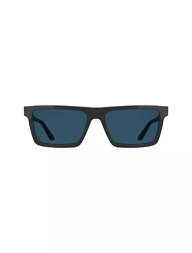 Schlanke Sonnenbrille aus Acetat in modifiziertem Rechteckformat Schlanke Sonnenbrille aus Acetat in modifiziertem Rechteckformat