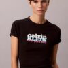 Schlankes T-Shirt mit kontrastierendem Logo-Aufdruck