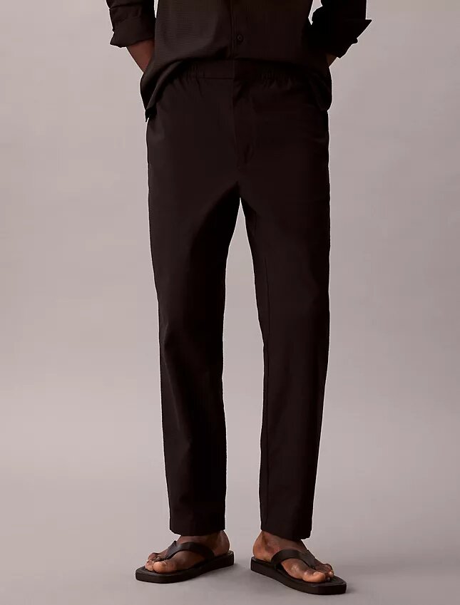 Seersucker-Hose mit geradem Schnitt Seersucker-Hose mit geradem Schnitt