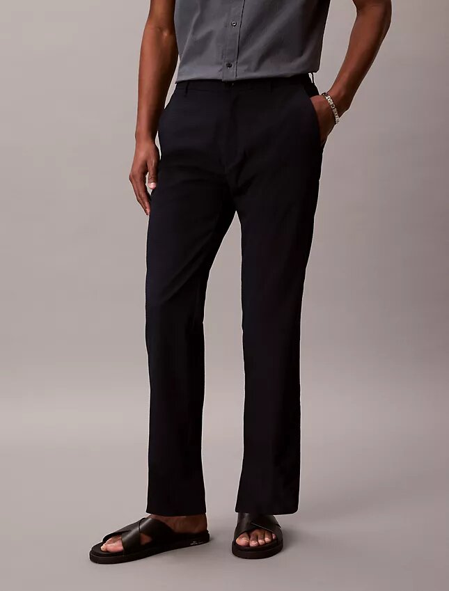 Seersucker-Hose mit geradem Schnitt Seersucker-Hose mit geradem Schnitt