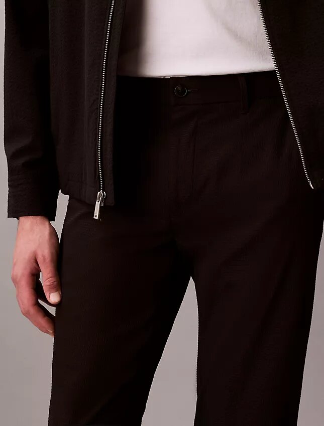 Seersucker-Hose mit geradem Schnitt Seersucker-Hose mit geradem Schnitt