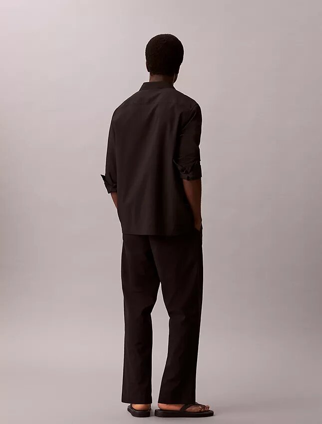 Seersucker-Hose mit geradem Schnitt Seersucker-Hose mit geradem Schnitt