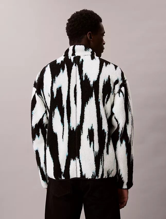 Sherpa-Jacke mit Print und lockerem Stehkragen Sherpa-Jacke mit Print und lockerem Stehkragen