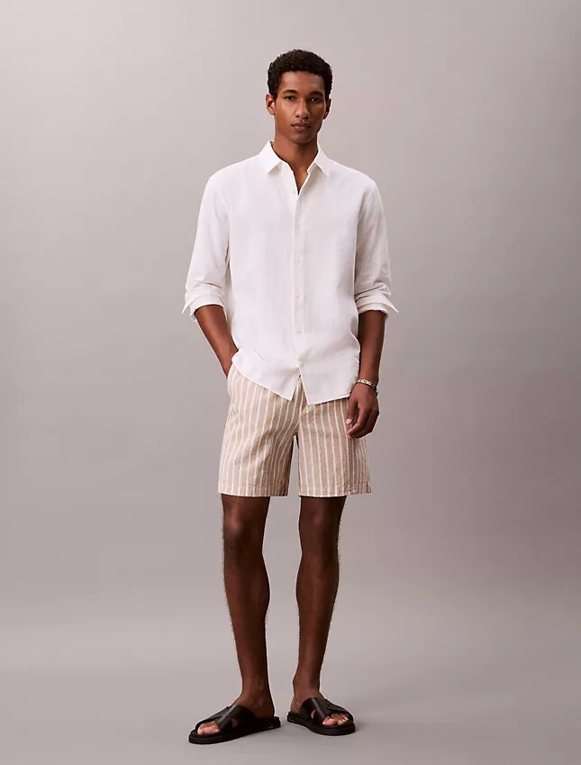 Shorts aus Leinenmischung mit Streifen Shorts aus Leinenmischung mit Streifen
