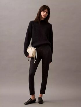 Skinny-Fit-Hose aus Ponte mit Fischgrätenmuster