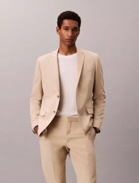 Slim-Fit-Blazer aus Leinenmischung