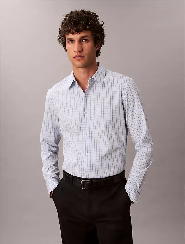Slim-Fit-Hemd aus Cotton Stretch mit Karomuster und Knopfleiste Slim-Fit-Hemd aus Cotton Stretch mit Karomuster und Knopfleiste