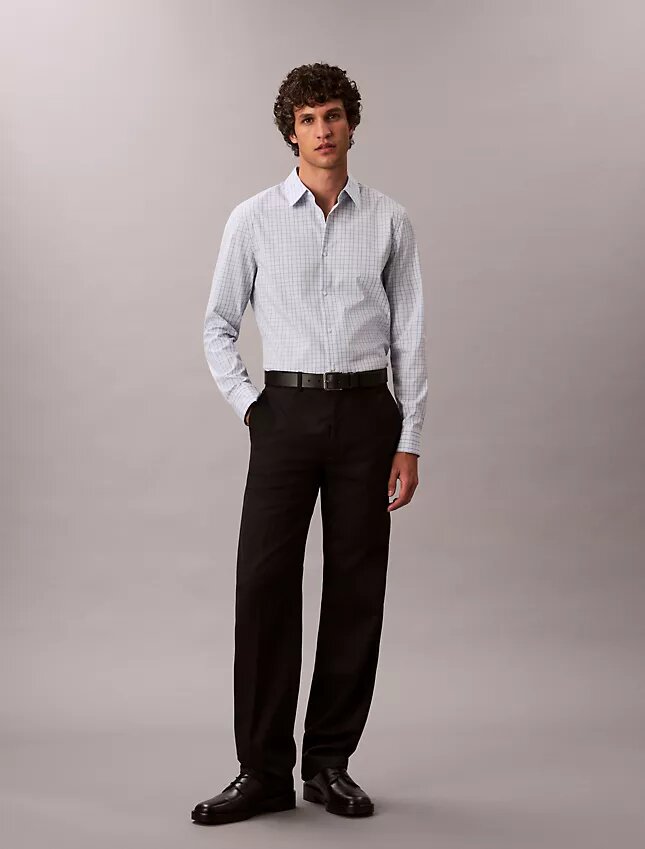Slim-Fit-Hemd aus Cotton Stretch mit Karomuster und Knopfleiste Slim-Fit-Hemd aus Cotton Stretch mit Karomuster und Knopfleiste