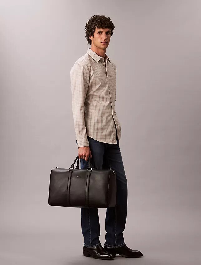 Slim-Fit-Hemd aus Cotton Stretch mit Karomuster und Knopfleiste Slim-Fit-Hemd aus Cotton Stretch mit Karomuster und Knopfleiste