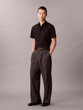 Slim-Fit-Hemd aus Cotton Stretch mit Knopfleiste