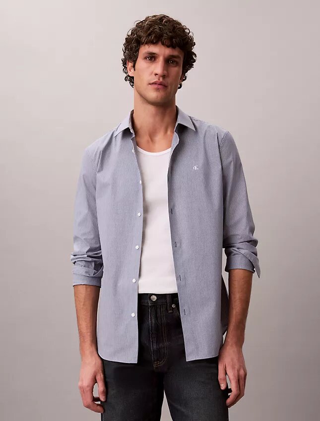 Slim-Fit-Hemd aus Cotton Stretch mit Streifenmuster Slim-Fit-Hemd aus Cotton Stretch mit Streifenmuster