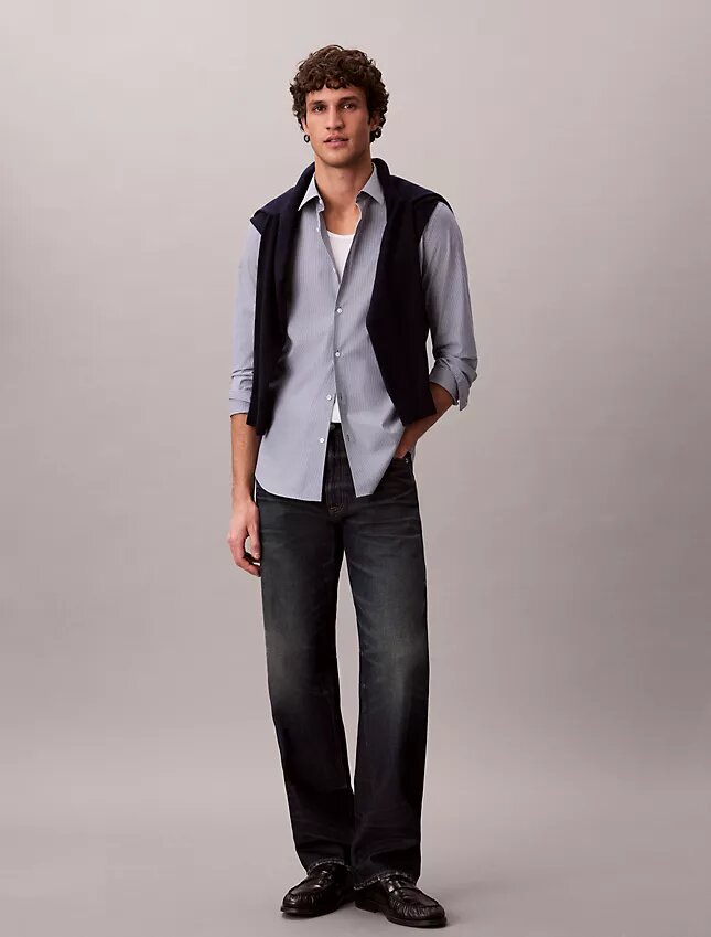 Slim-Fit-Hemd aus Cotton Stretch mit Streifenmuster Slim-Fit-Hemd aus Cotton Stretch mit Streifenmuster