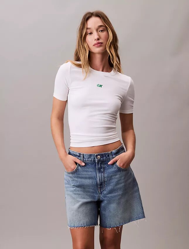 Slim-Fit-T-Shirt aus Modal-Stretch mit Monogram-Logo Slim-Fit-T-Shirt aus Modal-Stretch mit Monogram-Logo