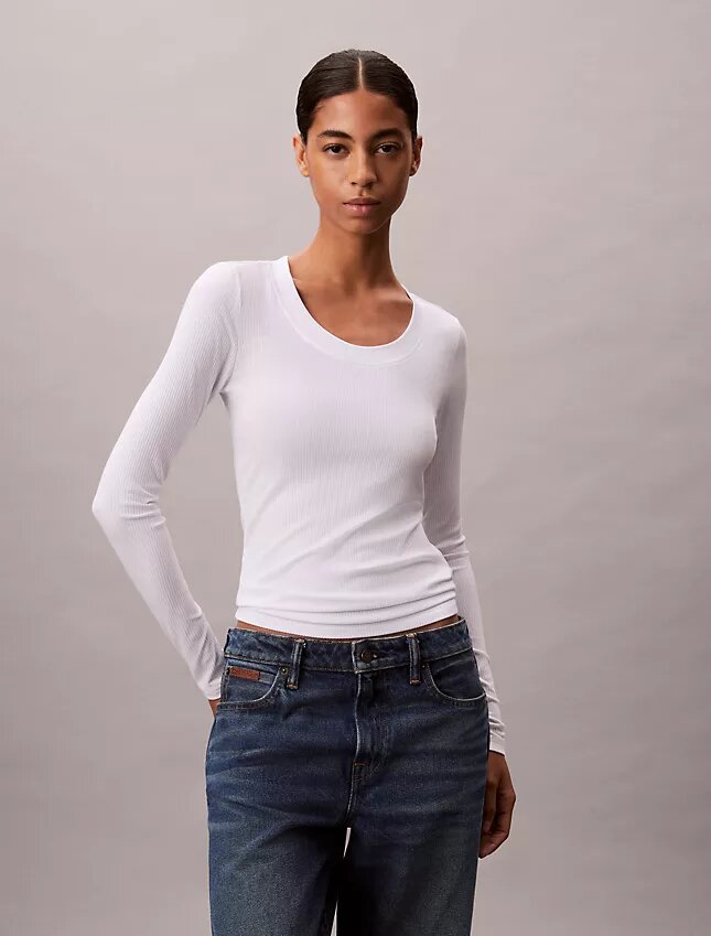 Slim-Fit-T-Shirt aus Modal-Stretch-Rippstoff Slim-Fit-T-Shirt aus Modal-Stretch-Rippstoff