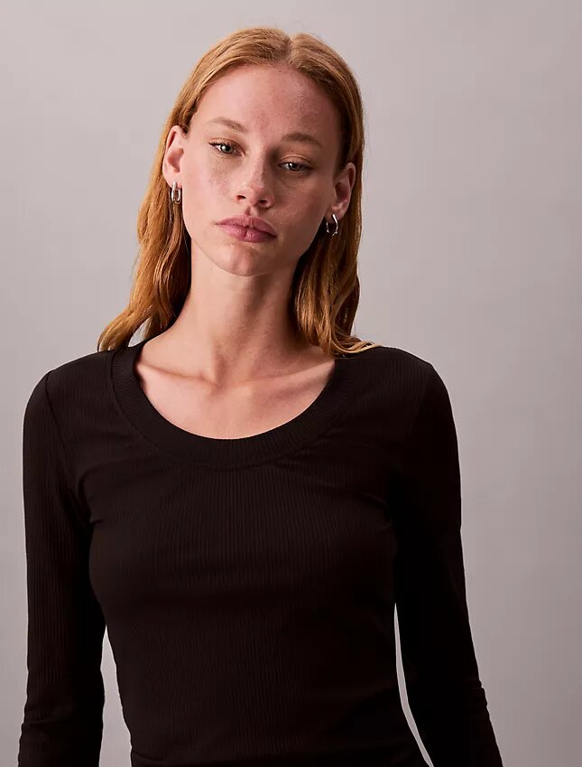 Slim-Fit-T-Shirt aus Modal-Stretch-Rippstoff Slim-Fit-T-Shirt aus Modal-Stretch-Rippstoff