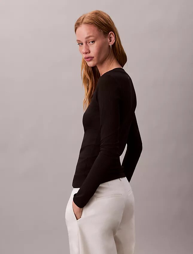Slim-Fit-T-Shirt aus Modal-Stretch-Rippstoff Slim-Fit-T-Shirt aus Modal-Stretch-Rippstoff